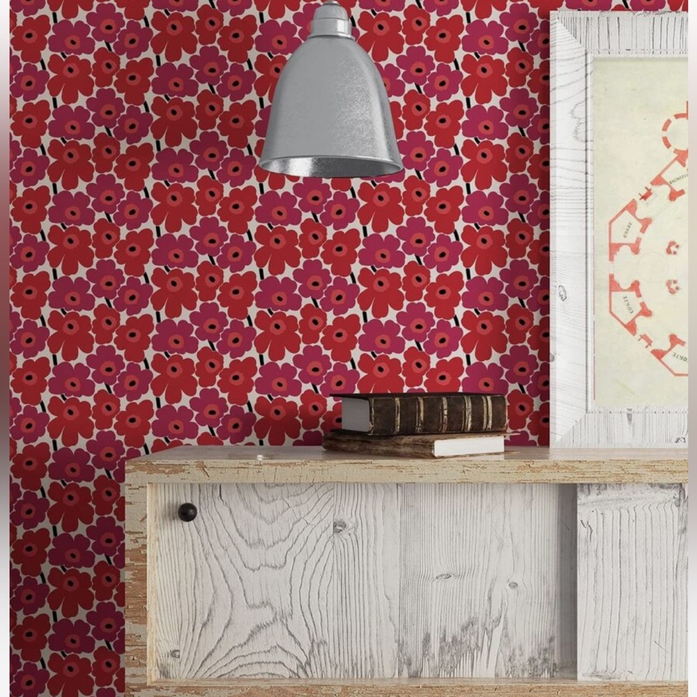 MARIMEKKO MKS4492 RED PIENI UNIKKO PEEL & STICK WALLPAPER - Picture 3 of 6